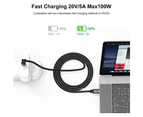 CableCreation Braided USB Type C to C Cable 3M 480Mps 100W 5A PD Fast Charging for MacBook - Dark Grey