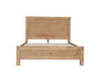 Bed Frame Double Size in Solid Wood Veneered Acacia Bedroom Timber Slat in Oak