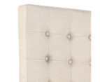 Bed Head Queen Beige Headboard Upholstery Fabric Tufted Buttons
