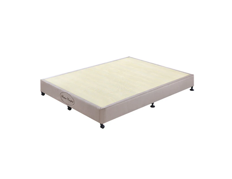 Mattress Base Ensemble Queen Size Solid Wooden Slat in Beige with Removable Cover