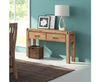Hall Table 2 Storage Drawers Solid Acacia Wooden Frame Hallway in Oak Color