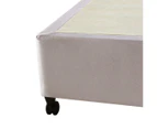 Mattress Base Ensemble King Size Solid Wooden Slat in Beige with Removable Cover
