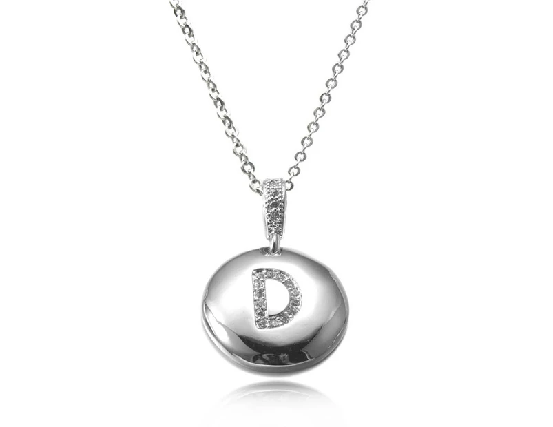 Personalized Letter 'D' Platinum Plated with CZ Fine Jewelry Beads Pendant Necklace