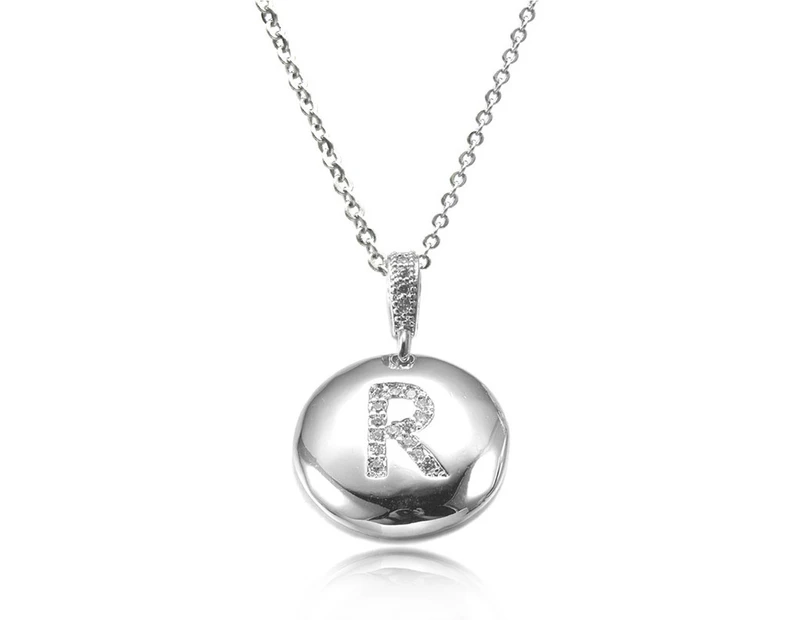 Personalized Letter 'R' Platinum Plated with CZ Fine Jewelry Beads Pendant Necklace