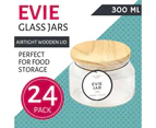 GLASS STORAGE JARS w/ WOOD LID 300mL [24 Pack] Kitchen Food Canisters Containers Clear Glass Food Storage Containers Home Canisters with Airtight Lids