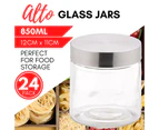 GLASS JARS w/ S/STEEL LIDS [24 Pack] 850mL Pantry Storage Container Canister Jar Home Kitchen Canister with Screw Top Metal Lid Pantry Organiser