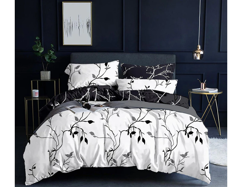 Tree  Reversible Quilt/Doona/Duvet Cover Set(Double/Queen/King/Super King Size Bed) - White  M386