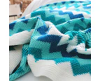 SOGA 2X 170cm Blue Zigzag Striped Throw Blanket Acrylic Wave Knitted Fringed Woven Cover Couch Bed Sofa Home Decor