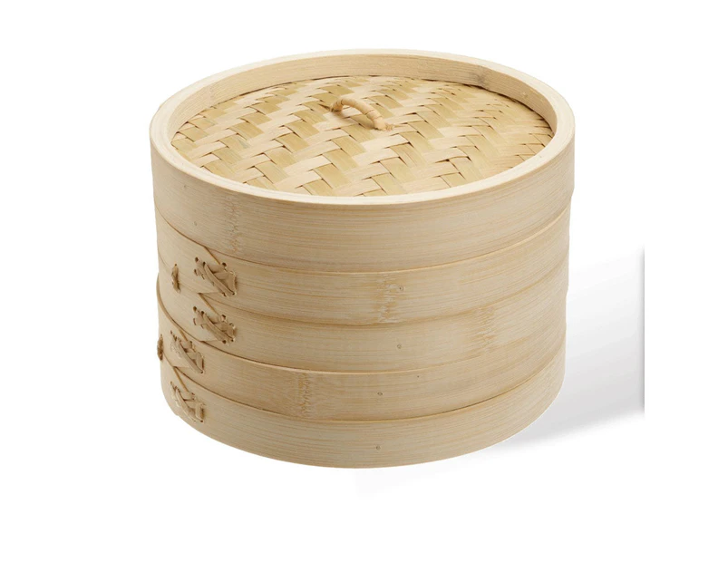 11 Inch Brand New Bamboo Steamer Set - 2 Steamer Baskets With 1 Lid