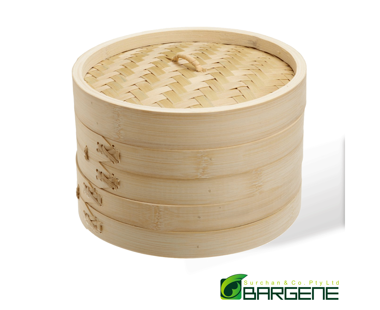 11 Inch Brand New Bamboo Steamer Set - 2 Steamer Baskets With 1 Lid