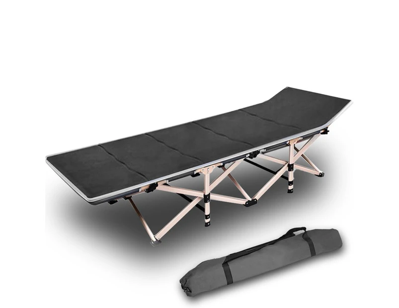 Camping Portable Stretcher Single Foldable Folding Bed Mattress Recliner Mat - grey