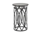 Side Table with Cross Designer Legs and Engraved Top - Gold Black Finish