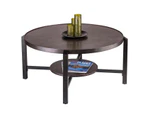 2 Tier Iron Coffee Table with Engraved Copper Finished Top