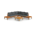 4 Piece Garden Lounge Set with Dark Grey Cushions Acacia Wood OUTDOOR