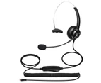 H300 Customer Service Headset Lossless Noise Reduction Breathable 3.5mm RJ9 MIC Long Cable Call Center Headphone for Telemarketing-Black RJ9 Plug