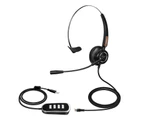 U900 H510 Telephone Headset High Fidelity Noise Reduction Breathable 3.5mm RJ9 MIC Long Cable Call Center Headphone for Telemarketing-Black RJ9 Plug