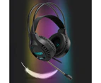 AK3 Wired Headset Luminous RGB Light Effect Over Ear Stereo Gaming Headphone with Mic for Gamer-B