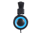 Wired Headset Over Ear Noise Reduction Foldable Gaming Headphone with Microphone for Children-Blue Black