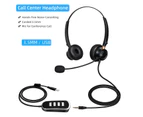 H600/H600D Telephone Headset Hands-free Noise Cancelling Corded 3.5mm Call Center Headphone with Mic for Conference Call-Black Binaural