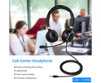 USB Headset Wired Noise Cancelling Microphone Lightweight Clear Sound Quality Computer Headphone for Call Center-Black Binaural