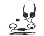 H300D Telephone Headset Lossless Breathable 3.5mm RJ9 Call Center Communication Binaural Headphone for Truck Driver Office-Black Dual 3.5mm Plug