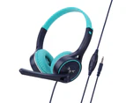 SY-G30 Wired Headphone Comfortable Noise Reduction Over-Ear Computer Headphone with Microphone for Online Course-Blue & Cyan A