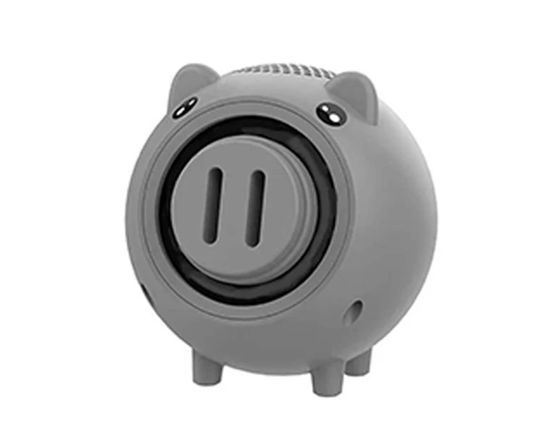 Bluetooth Speaker Cartoon Piggy Surround Stereo Sound Mini Portable Wireless Loudspeaker Box for Mobile Phone-Silver Gray
