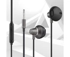 S903 Stereo Wired Earphone Noise Canceling Mega Bass Universal Metal Earphone with Microphone for Phone-Silver Gray