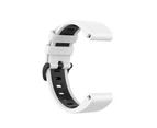 20/22/26mm Watch Bracelet Soft Breathable Silicone Double-color Strap Wristwatch Band for Garmin Fenix 6/6S/6X-White Black 26mm