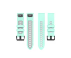20/22/26mm Watch Bracelet Soft Breathable Silicone Double-color Strap Wristwatch Band for Garmin Fenix 6/6S/6X-Teal 26mm