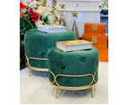 Premium handmade tufted sets of 2 ottomans - emerald green