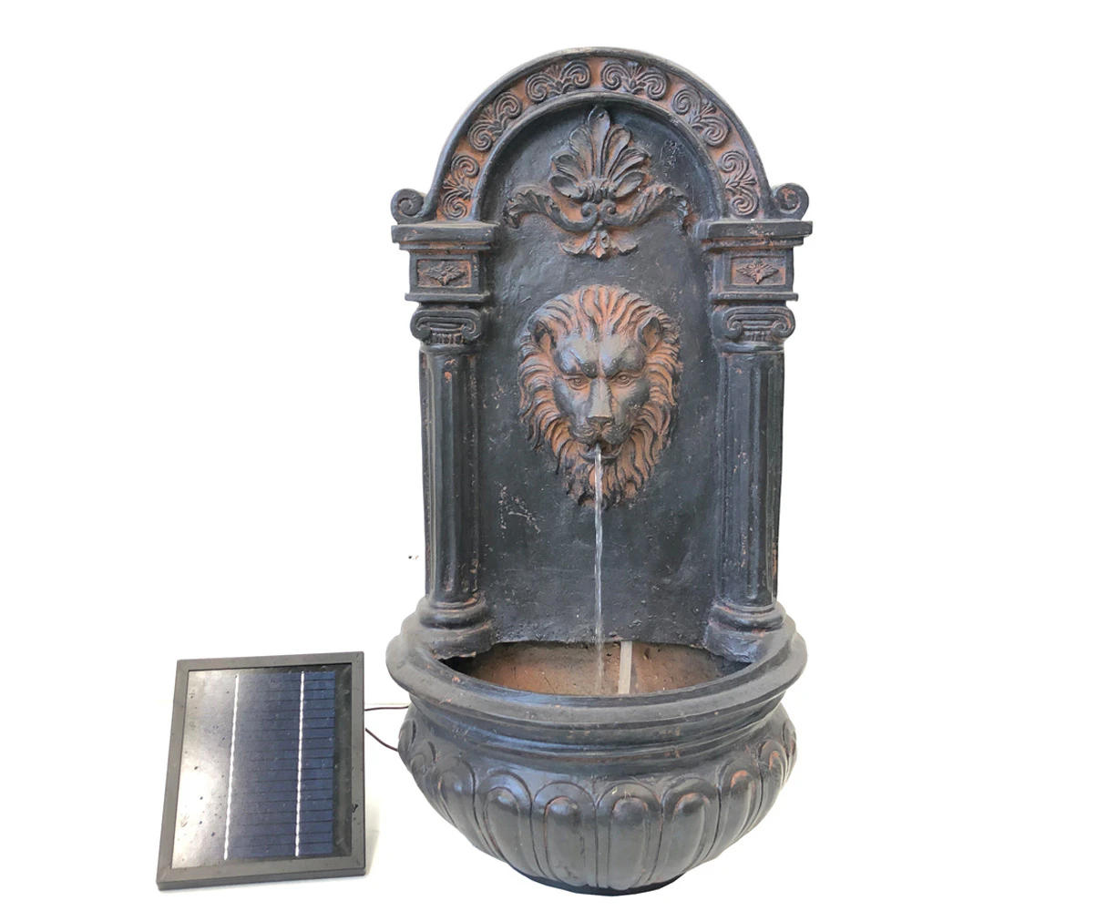 Solar Lion's Head Outdoor Garden Water Feature Water Fountain