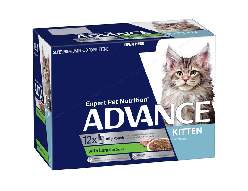 Advance Kitten Lamb in Gravy Wet Cat Food 12x85G