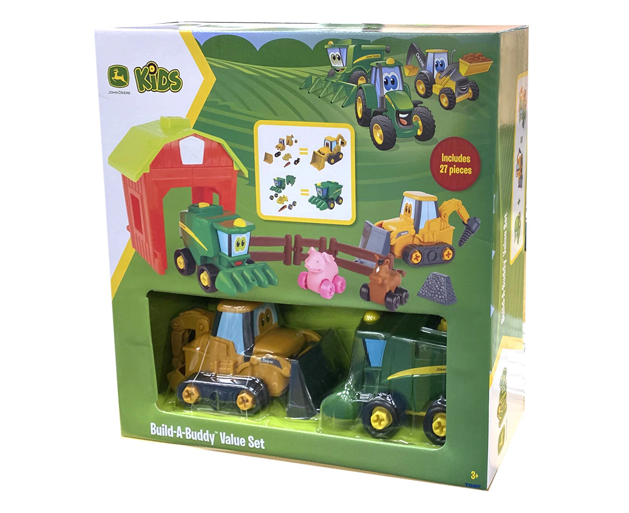 27pc John Deere Kids Build-A-Buddy 15cm Tractor/Backhoe Play Toy Value Set 3+