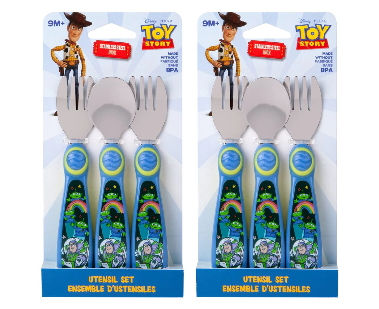 2 x 6pc Toy Story Buzz Lightyear 13cm Toddler/Baby Cutlery Spoon/Fork Set 9m+