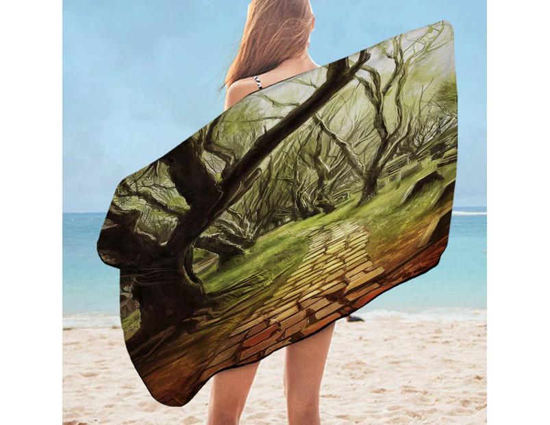 Art Painting Forest Scary Path Beach Towel Set