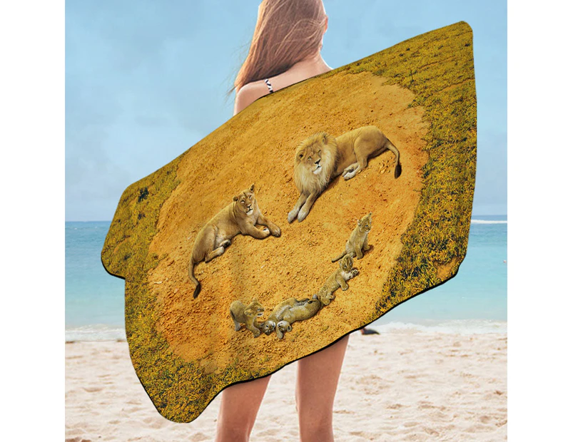Animals Art Smiley Face Lions Beach Towel Set
