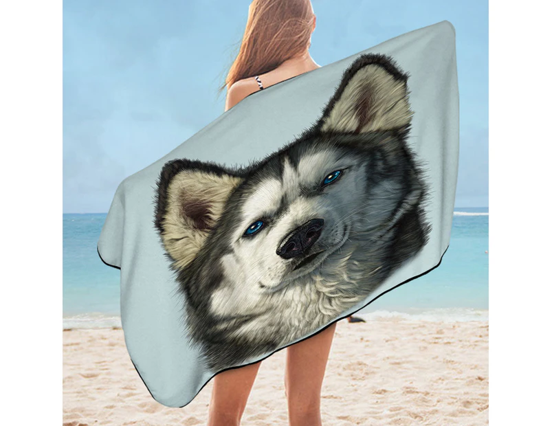 Animal Art Husky Dog Beach Towel Set
