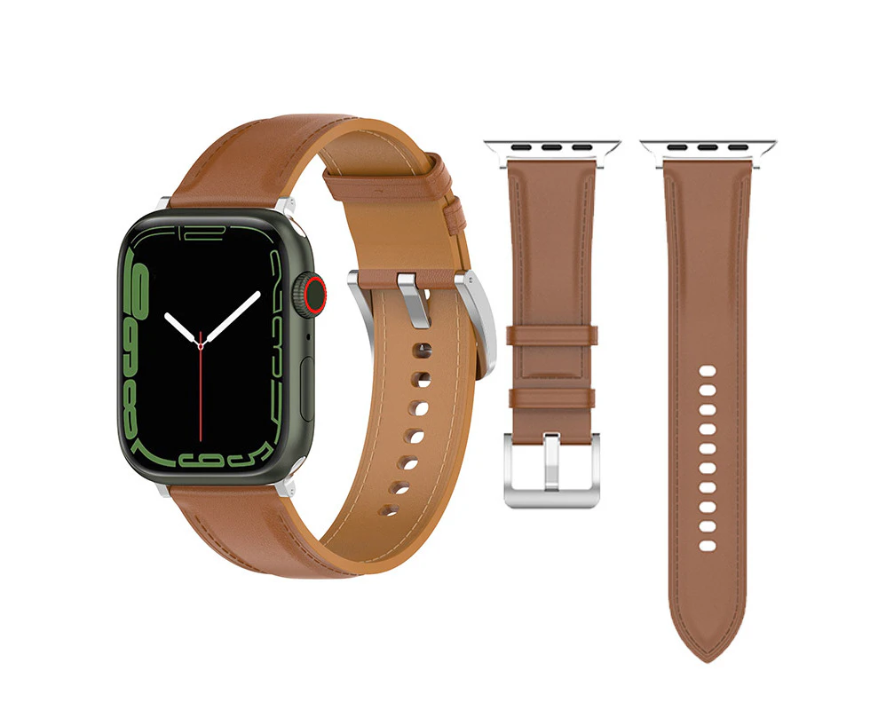 Leather Soft Band Replacement Strap For Apple Watch Series 7 6 5 4 3 2 1 SE Sport 42mm 44mm 45mm Brown