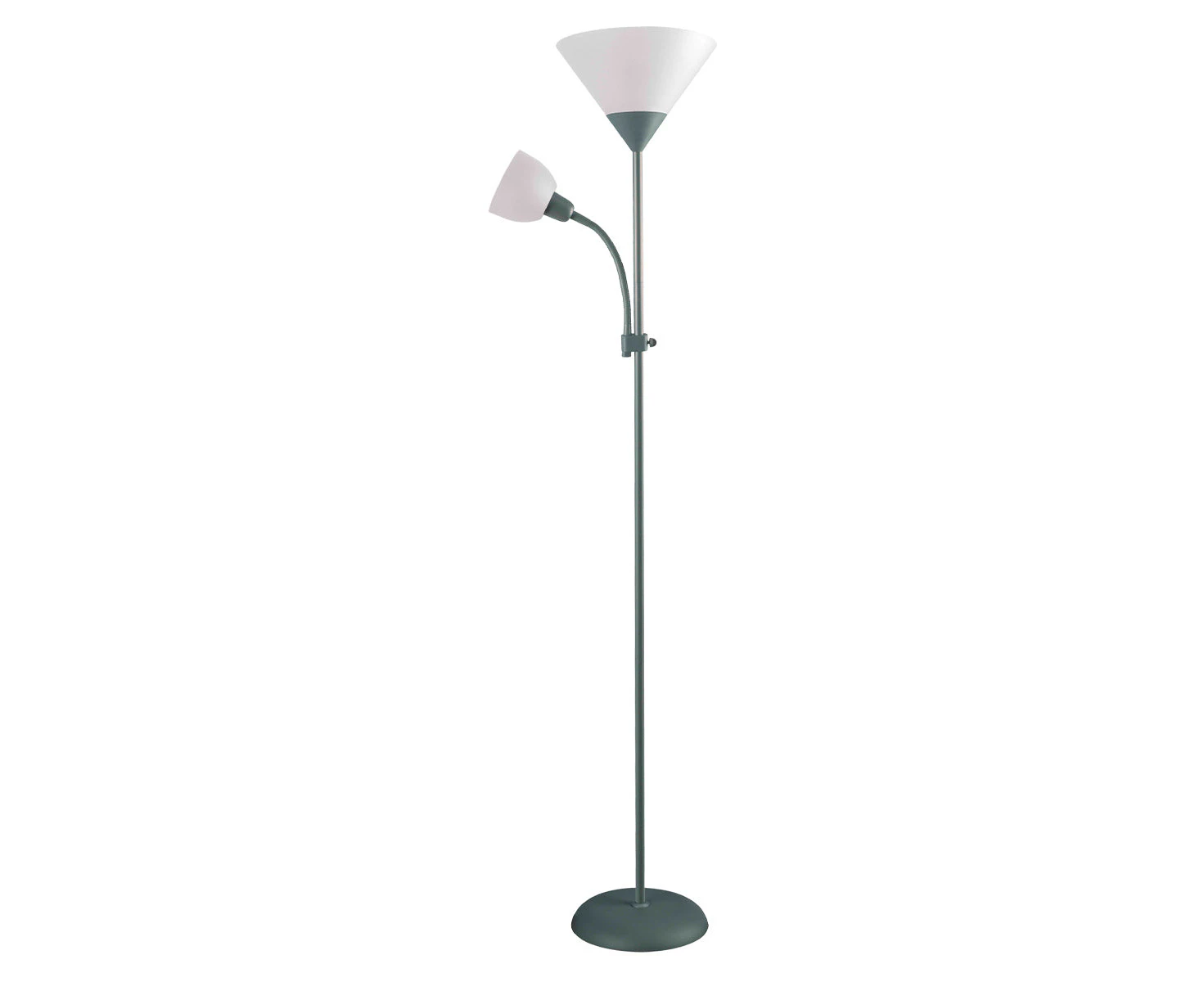 Stylish Mother & Child Metal Floor Lamp - Black, Grey or White, Plastic Shade, 1750mm High, PL0065 - Grey