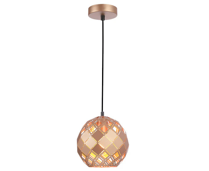 CLA LIGHTING Tuile Embossed Tiled Pendant Light - Champagne Gold - 200mm