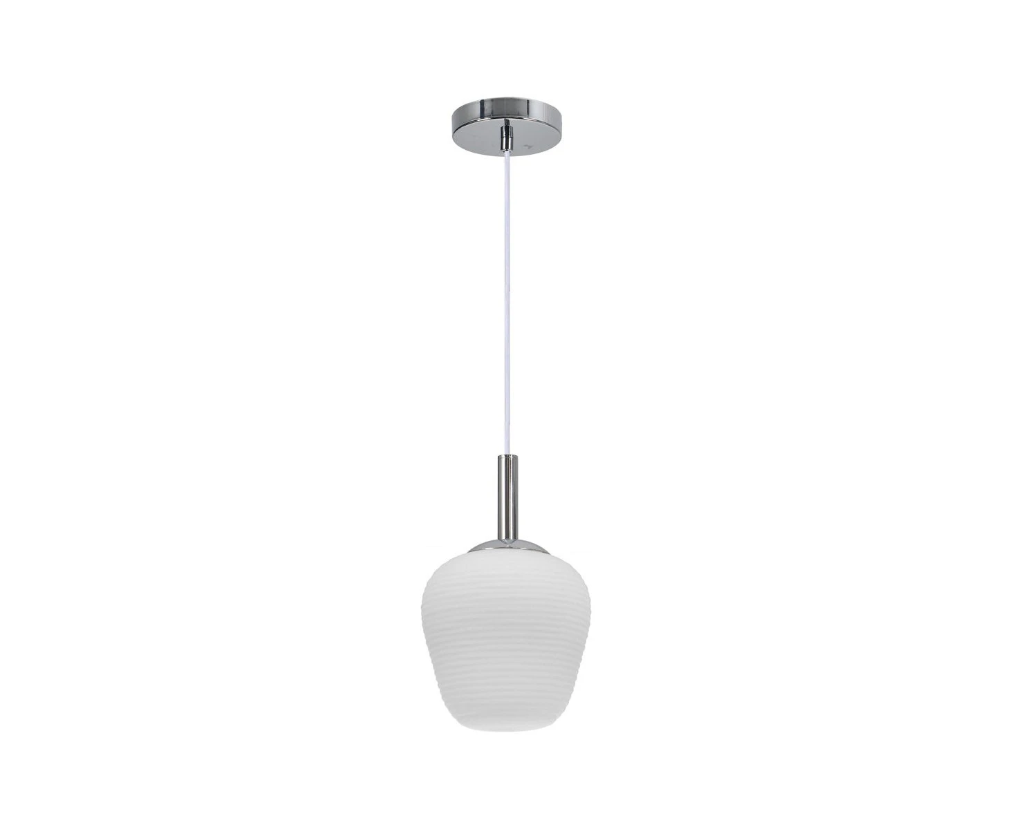 Annika Frosted Ribbed Glass Pendant Ceiling Light Lamp Chrome White