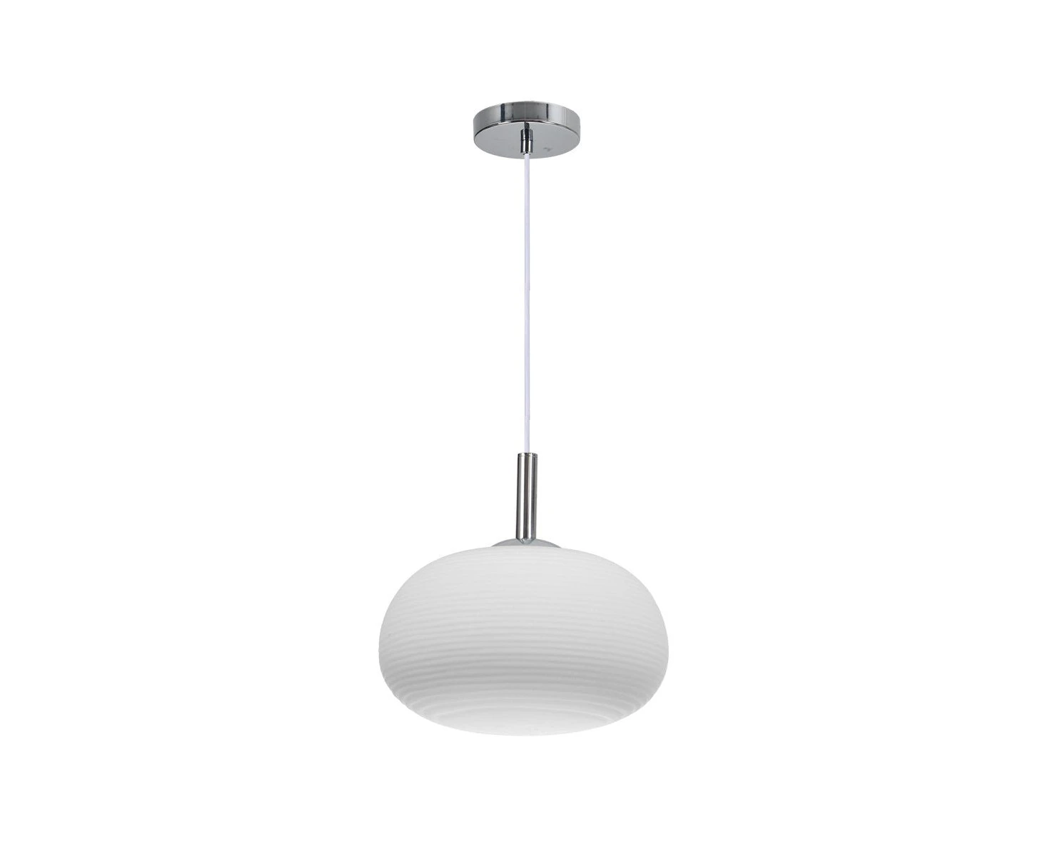 Celia Frosted Ribbed Glass Pendant Ceiling Light Lamp Chrome White