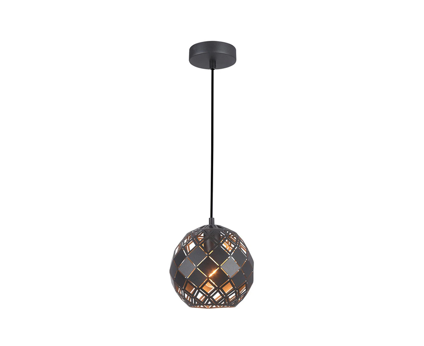 CLA LIGHTING Tuile Embossed Tiled Pendant Light - Matte Black - 200mm