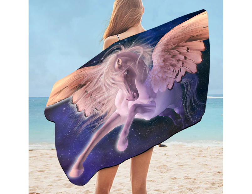Cool Fantasy Art Flying White Horse Pegasus Beach Towel Set