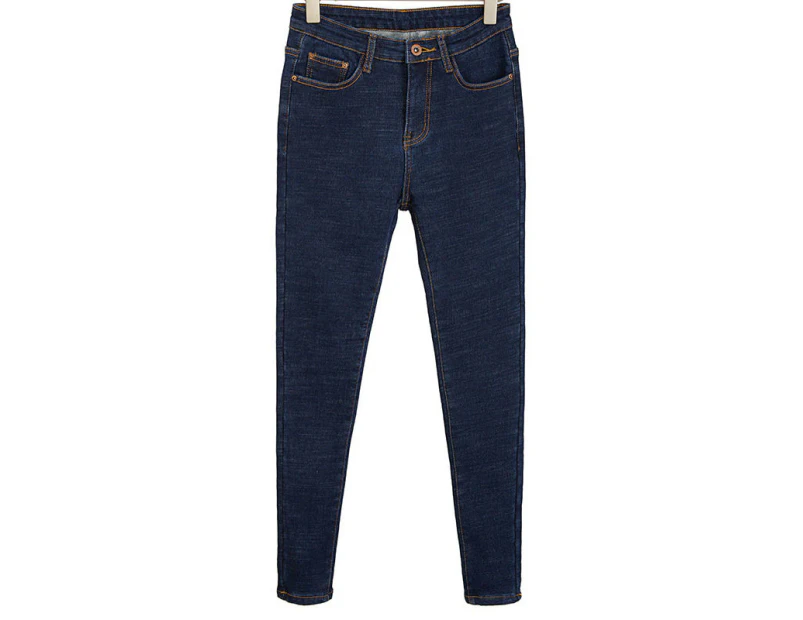 Lookbook Womens Winter Jeans Fleece Lined Slim Fit Stretch Warm Jeggings-Dark  Blue
