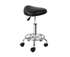 Artiss Salon Stool Saddle Swivel Chair Black