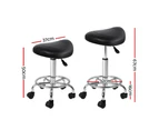 Artiss Salon Stool Saddle Swivel Chair Black