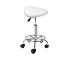 Artiss Salon Stool Saddle Swivel Chair White