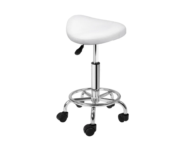 Artiss Salon Stool Saddle Swivel Chair White